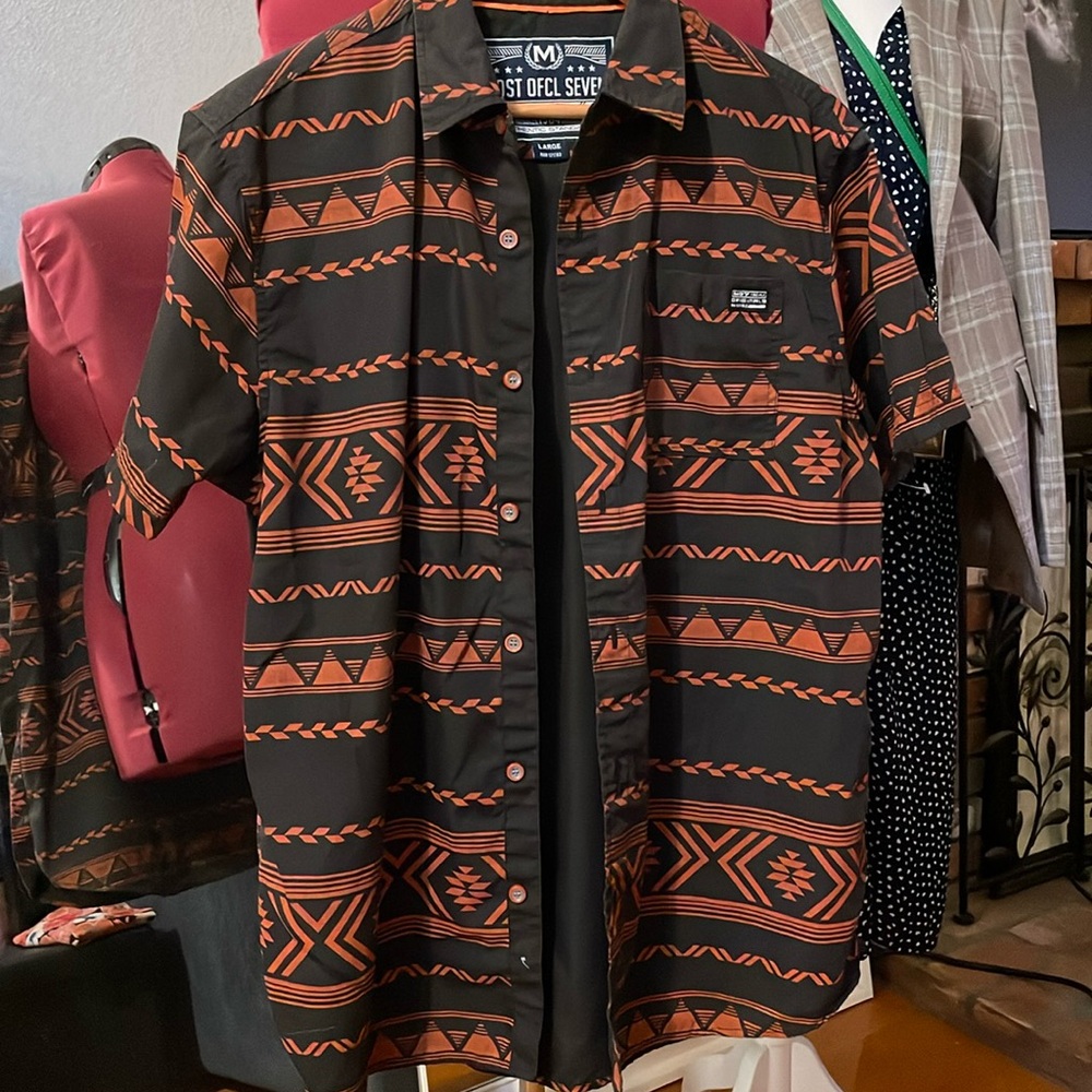 Most ofcl seven button down short sleeve shirt